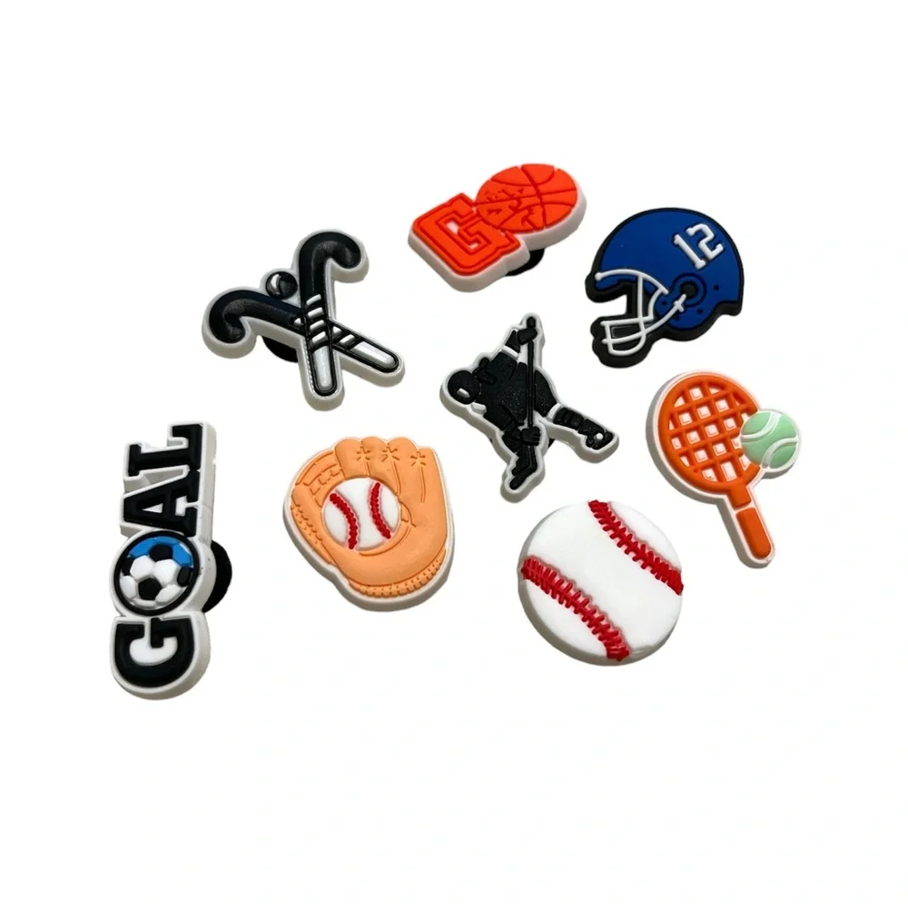 Sports variety theme shoe/croc charm 8 piece bundle NEW baseball basketball